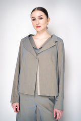 Annette Gortz Stretch Linen Single Breasted Jacket in Iridescent Blue/Grey Vancouver. Shop Online or in Store