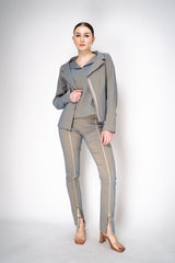 Annette Gortz Stretch Linen Single Breasted Jacket in Iridescent Blue/Grey Vancouver. Shop Online or in Store