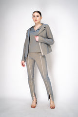 Annette Gortz Stretch Linen Single Breasted Jacket in Iridescent Blue/Grey Vancouver. Shop Online or in Store