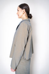 Annette Gortz Stretch Linen Single Breasted Jacket in Iridescent Blue/Grey Vancouver. Shop Online or in Store