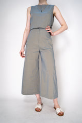 Annette Gortz Stretch Linen Wide Leg Cropped Pants in Iridescent Blue/Grey Vancouver. Shop Online or in Store