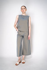 Annette Gortz Stretch Linen Wide Leg Cropped Pants in Iridescent Blue/Grey Vancouver. Shop Online or in Store
