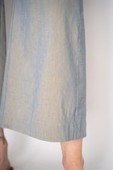 Annette Gortz Stretch Linen Wide Leg Cropped Pants in Iridescent Blue/Grey Vancouver. Shop Online or in Store