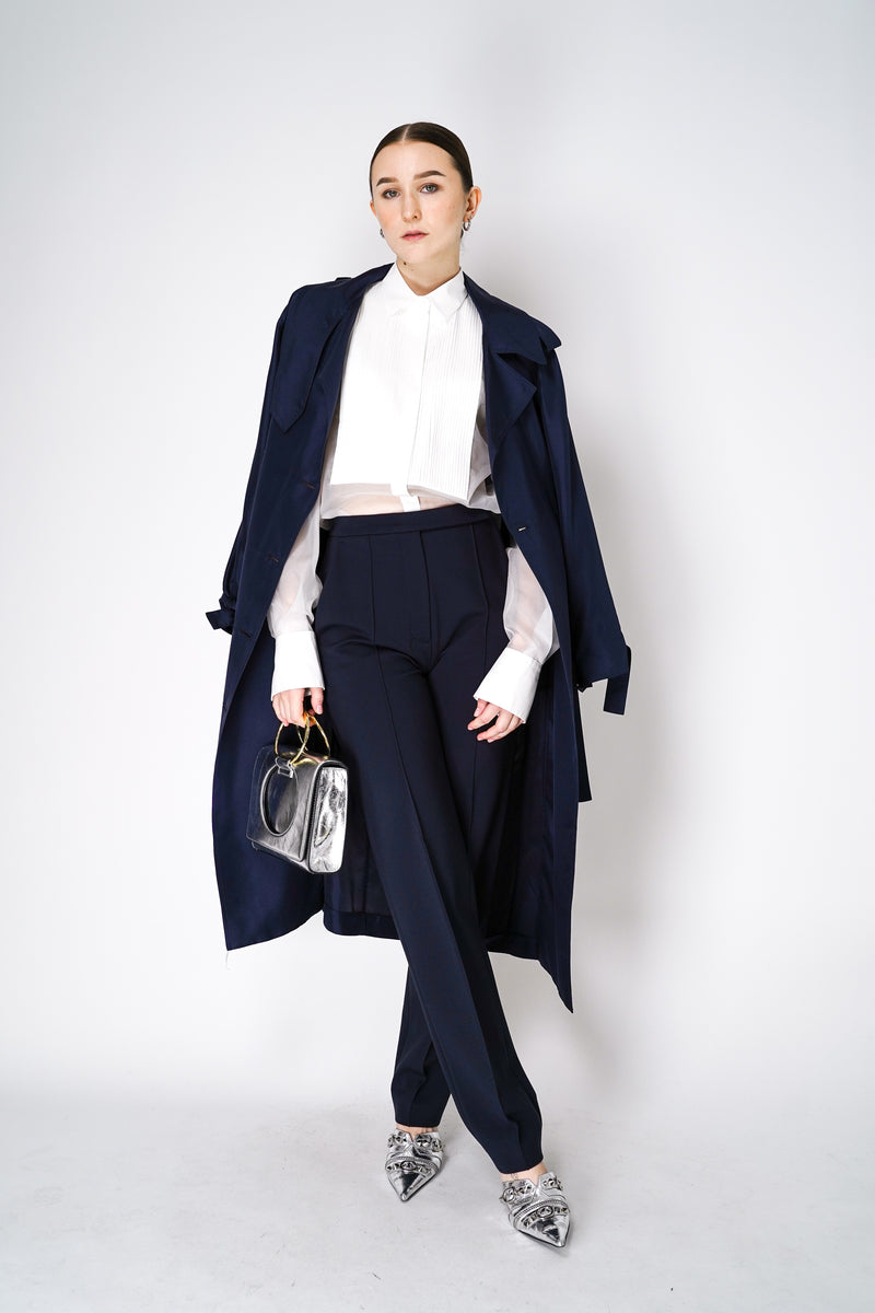 Antonelli Brindisi Silk Organza Blouse with Pleated Front Bib in White Vancouver. Shop Online or in Store.