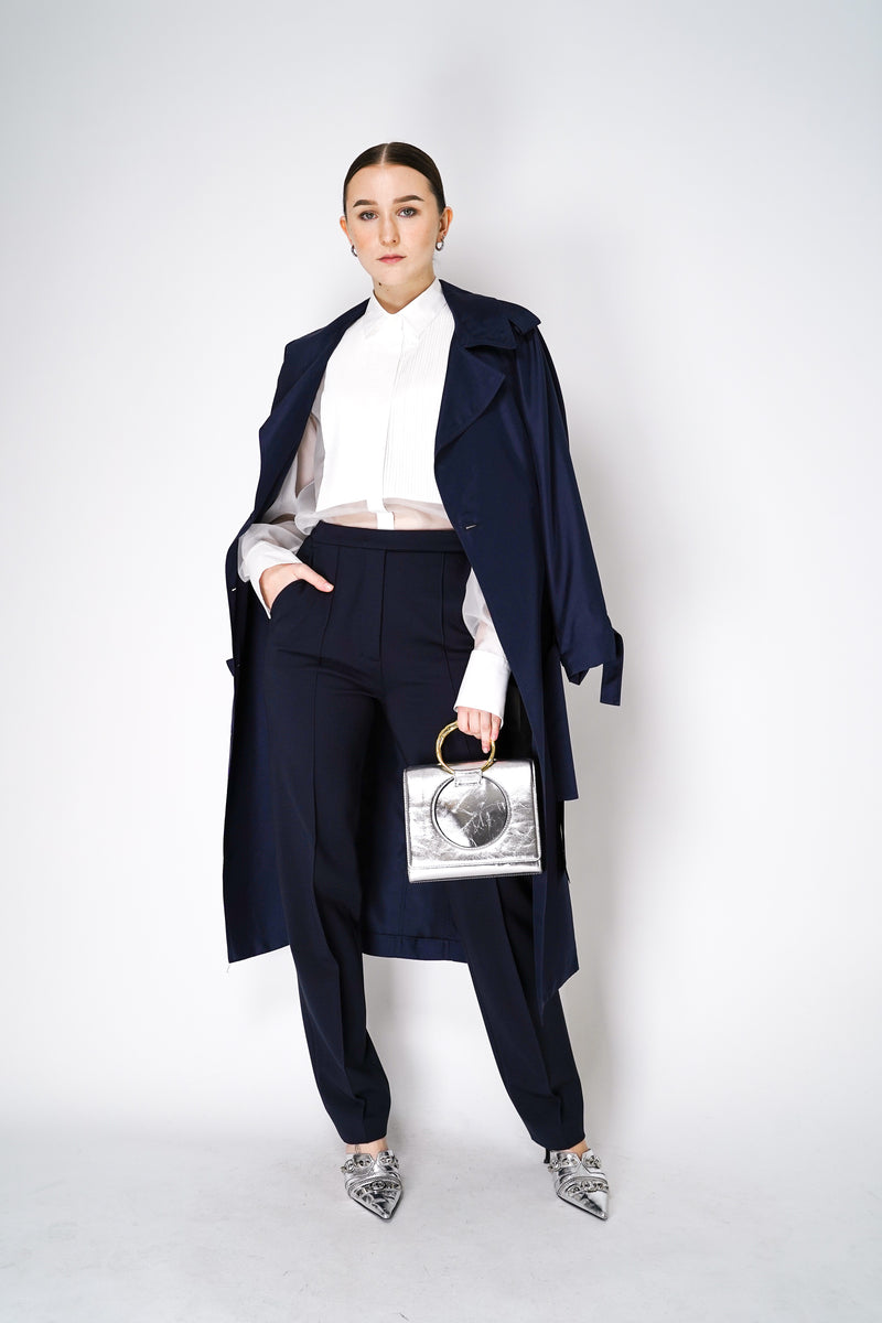 Antonelli Brindisi Silk Organza Blouse with Pleated Front Bib in White Vancouver. Shop Online or in Store.
