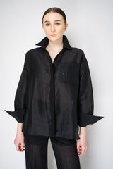 Antonelli Camelot Silk Linen Voile Embellished Button-Up Blouse in Black Vancouver. Shop Online or in Store.