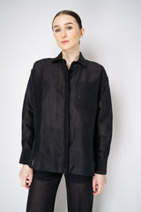 Antonelli Camelot Silk Linen Voile Embellished Button-Up Blouse in Black Vancouver. Shop Online or in Store.