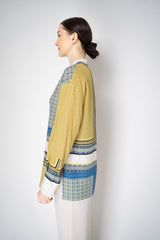 Antonelli Camilla Silk Crepe Blouse in Yellow and Blue Scarf Print Vancouver. Shop Online or in Store.