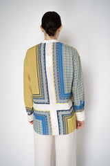 Antonelli Camilla Silk Crepe Blouse in Yellow and Blue Scarf Print Vancouver. Shop Online or in Store.