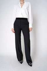 Antonelli Pearl Crepe Trousers with Velvet Details in Black Vancouver. Shop Online or in Store.