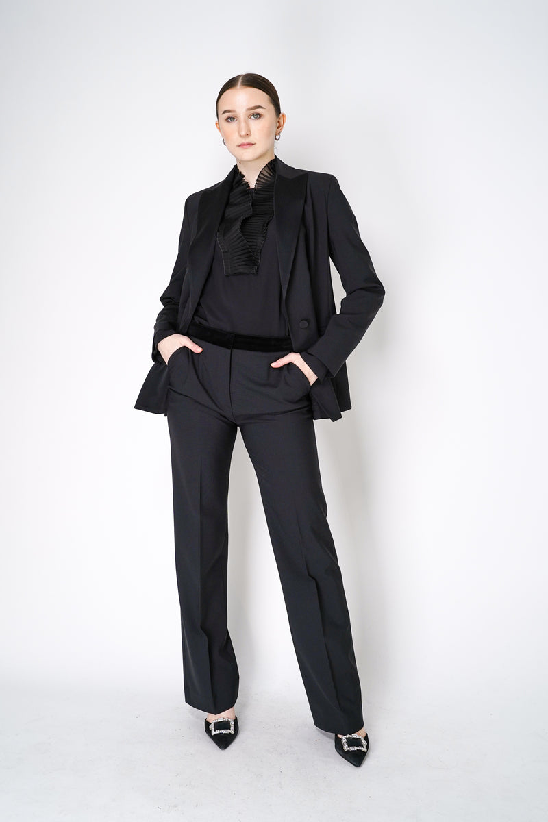 Antonelli Pearl Crepe Trousers with Velvet Details in Black Vancouver. Shop Online or in Store.