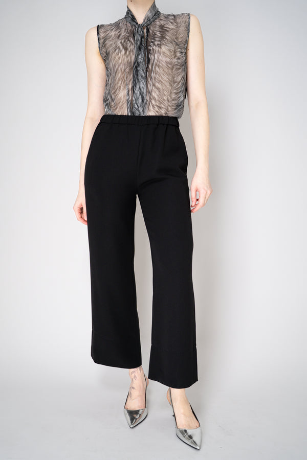 Antonelli Senape Crepe Pull-On Style  Cropped Trousers in Black Vancouver. Shop Online or in Store.