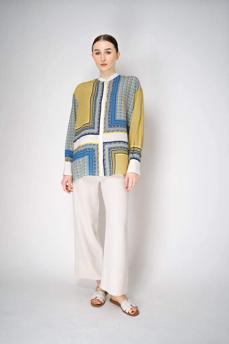 Antonelli Senape Crepe Pull-On Style Cropped Trousers in Cream Vancouver. Shop Online or in Store.