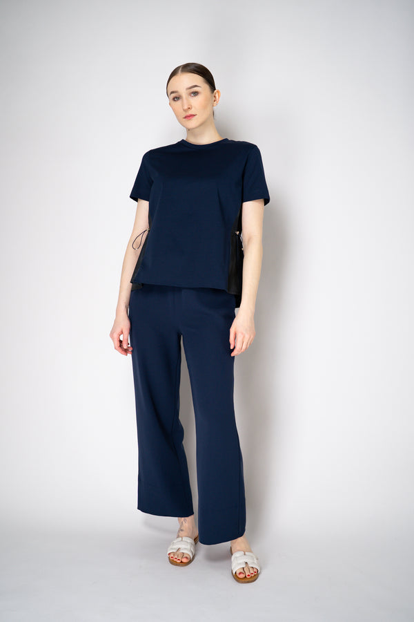 Antonelli Senape Crepe Pull-On Style Cropped Trousers in Navy Vancouver. Shop Online or in Store.