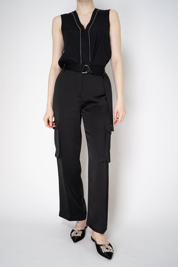 Antonelli Sorbo Satin Crepe Cargo Trousers in Black Vancouver. Shop Online or in Store.