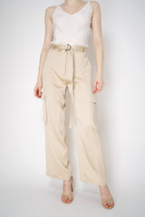 Antonelli Sorbo Satin Crepe Cargo Trousers in Gold Vancouver. Shop Online or in Store.