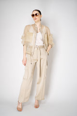 Antonelli Sorbo Satin Crepe Cargo Trousers in Gold Vancouver. Shop Online or in Store.