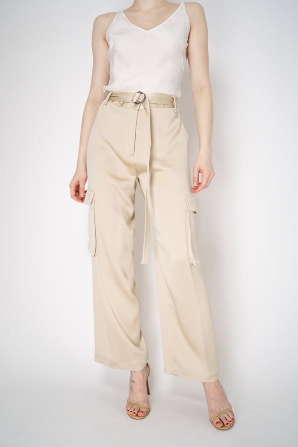 Antonelli Sorbo Satin Crepe Cargo Trousers in Gold Vancouver. Shop Online or in Store.