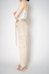 Antonelli Sorbo Satin Crepe Cargo Trousers in Gold Vancouver. Shop Online or in Store.