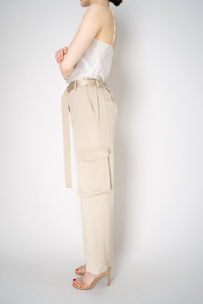 Antonelli Sorbo Satin Crepe Cargo Trousers in Gold Vancouver. Shop Online or in Store.