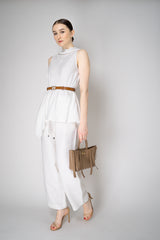 Antonelli Svezia Linen Pull-On Style Cropped Trousers in White Vancouver. Shop Online or in Store.
