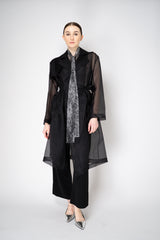 Antonelli Valmorea Silk Organza Sheer Trench Coat in Black Vancouver. Shop Online or in Store.