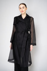 Antonelli Valmorea Silk Organza Sheer Trench Coat in Black Vancouver. Shop Online or in Store.