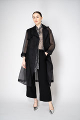 Antonelli Valmorea Silk Organza Sheer Trench Coat in Black Vancouver. Shop Online or in Store.