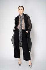 Antonelli Valmorea Silk Organza Sheer Trench Coat in Black Vancouver. Shop Online or in Store.