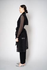 Antonelli Valmorea Silk Organza Sheer Trench Coat in Black Vancouver. Shop Online or in Store.