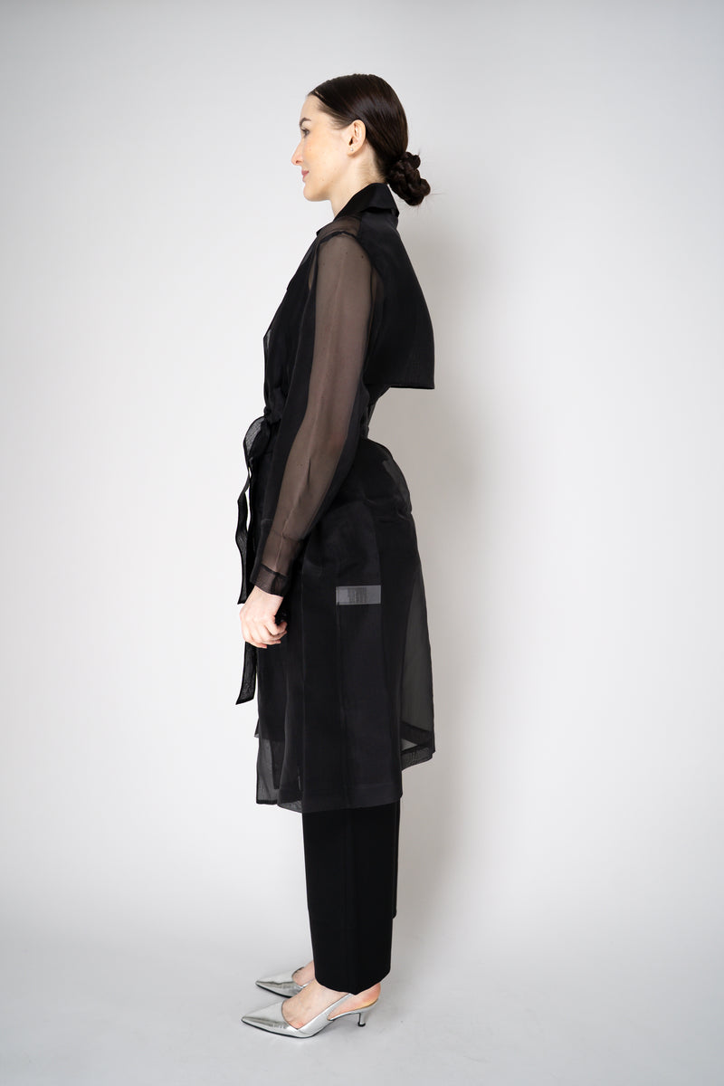 Antonelli Valmorea Silk Organza Sheer Trench Coat in Black Vancouver. Shop Online or in Store.