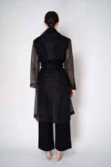 Antonelli Valmorea Silk Organza Sheer Trench Coat in Black Vancouver. Shop Online or in Store.