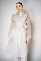 Antonelli Valmorea Silk Organza Sheer Trench Coat in White Vancouver. Shop Online or in Store.