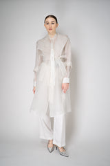 Antonelli Valmorea Silk Organza Sheer Trench Coat in White Vancouver. Shop Online or in Store.