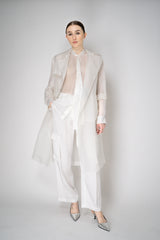 Antonelli Valmorea Silk Organza Sheer Trench Coat in White Vancouver. Shop Online or in Store.