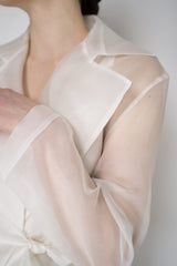 Antonelli Valmorea Silk Organza Sheer Trench Coat in White Vancouver. Shop Online or in Store.