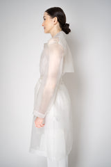 Antonelli Valmorea Silk Organza Sheer Trench Coat in White Vancouver. Shop Online or in Store.