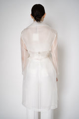 Antonelli Valmorea Silk Organza Sheer Trench Coat in White Vancouver. Shop Online or in Store.