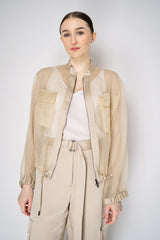 Antonelli Zaffiro SIlk Organza Bomber Jacket in Gold Vancouver. Shop Online or in Store.