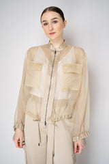 Antonelli Zaffiro SIlk Organza Bomber Jacket in Gold Vancouver. Shop Online or in Store.