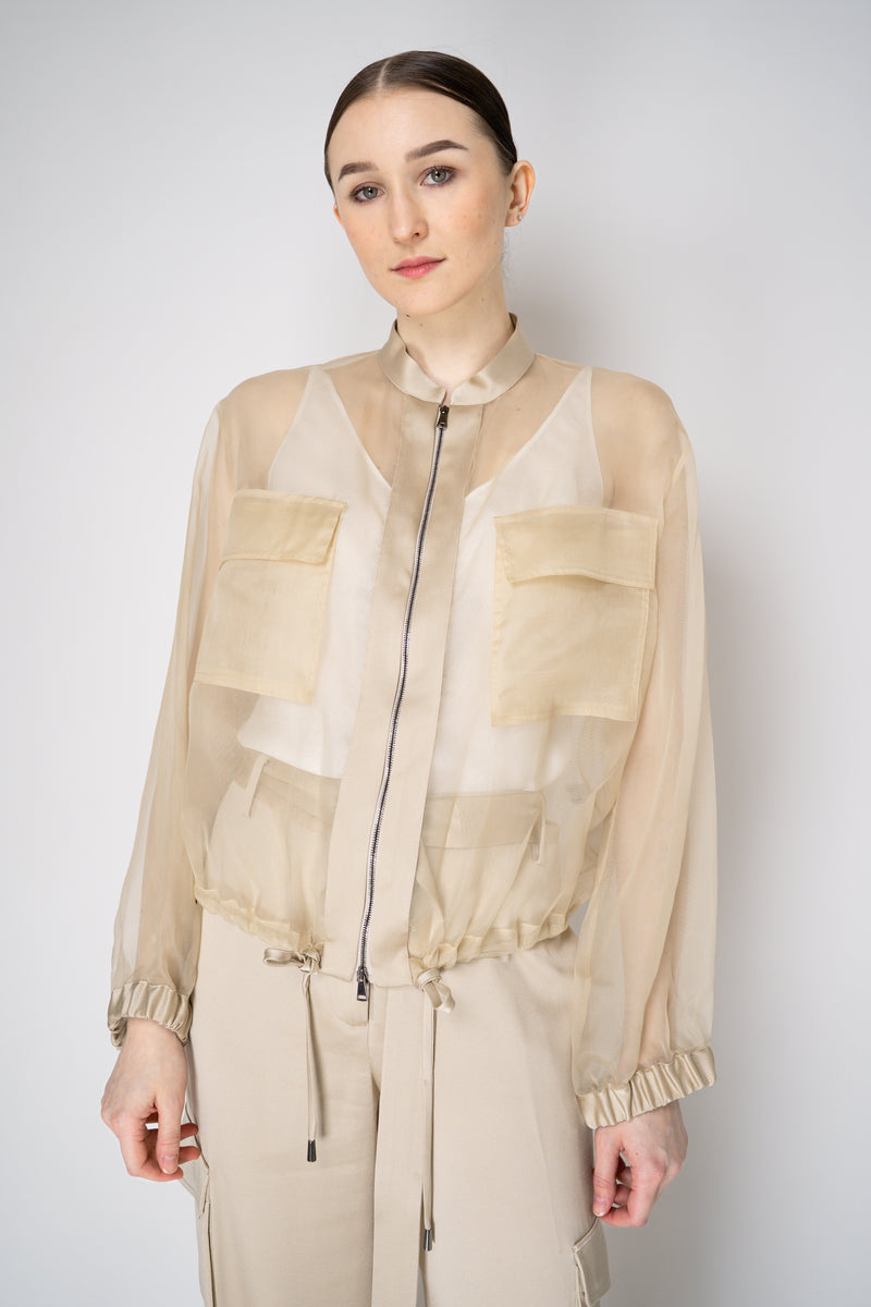 Antonelli Zaffiro SIlk Organza Bomber Jacket in Gold Vancouver. Shop Online or in Store.