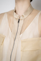 Antonelli Zaffiro SIlk Organza Bomber Jacket in Gold Vancouver. Shop Online or in Store.