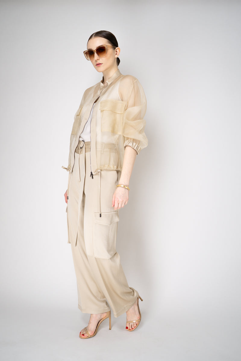 Antonelli Zaffiro SIlk Organza Bomber Jacket in Gold Vancouver. Shop Online or in Store.
