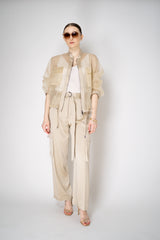 Antonelli Zaffiro SIlk Organza Bomber Jacket in Gold Vancouver. Shop Online or in Store.