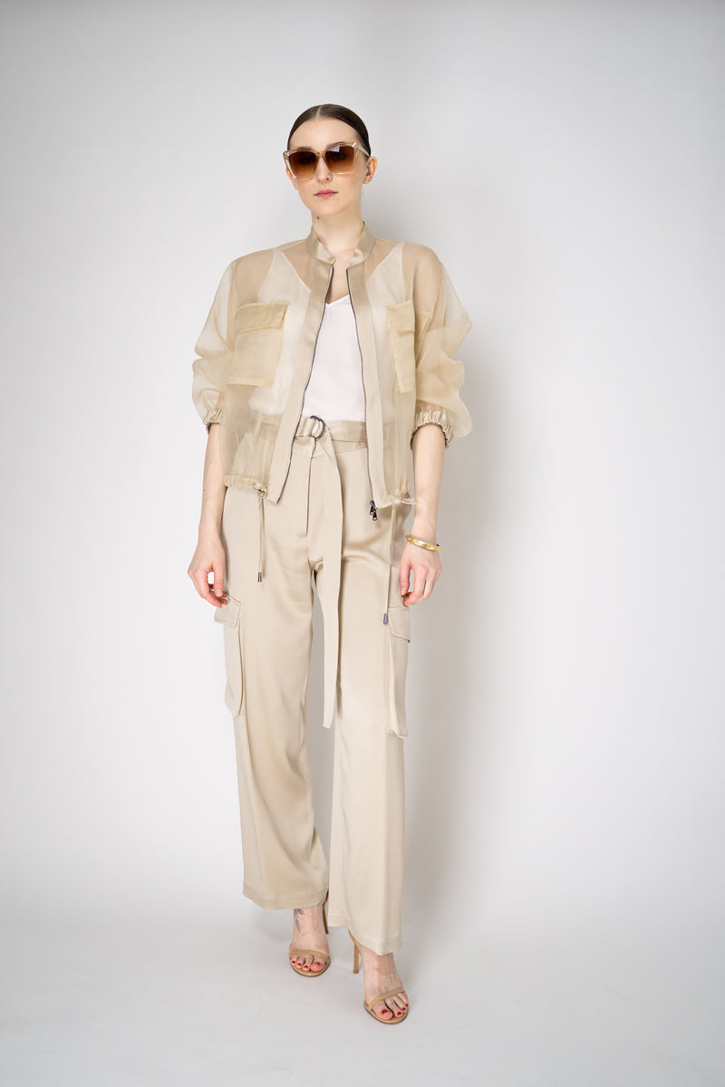 Antonelli Zaffiro SIlk Organza Bomber Jacket in Gold Vancouver. Shop Online or in Store.