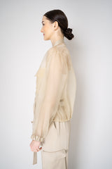 Antonelli Zaffiro SIlk Organza Bomber Jacket in Gold Vancouver. Shop Online or in Store.