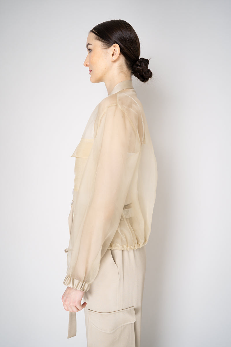 Antonelli Zaffiro SIlk Organza Bomber Jacket in Gold Vancouver. Shop Online or in Store.