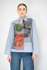 Odeeh Striped Classic Button-Up Shirt in Multicolour Floral Postcard Print Vancouver. Shop Online or in Store.