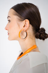 Alexis Bittar Skinny Lucite Hoop Earrings in Neon Orange