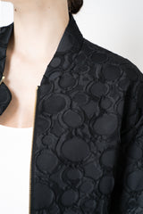 Lunatica Milano Jacquard Cropped Bomber Jacket Circle Embossed Print in Black